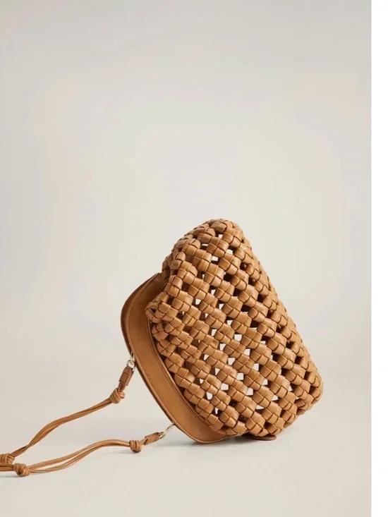 Mango Woven Crossbody Bag in Tan - Picture 3 of 4